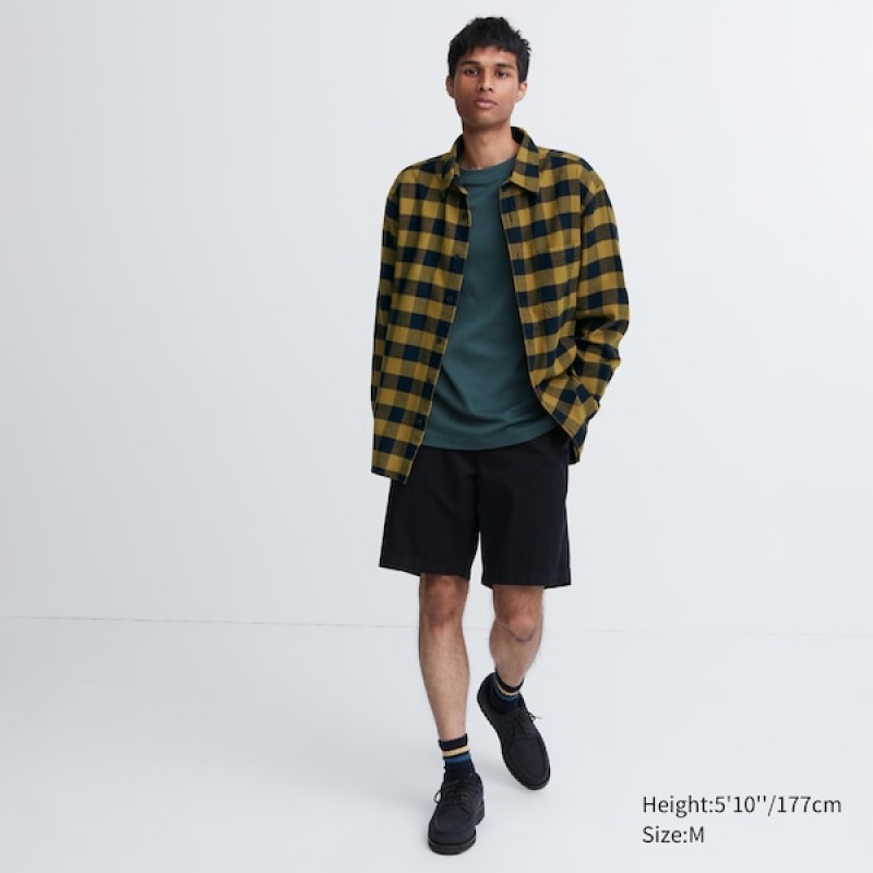 Uniqlo Flannel Checked Long-Sleeve Muške Košulje Žute | 5931-SCLTK