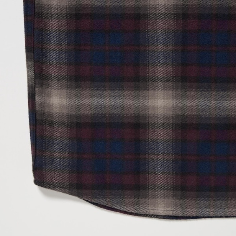 Uniqlo Flannel Checked Long-Sleeve Muške Košulje Bordo | 1235-UYDTX