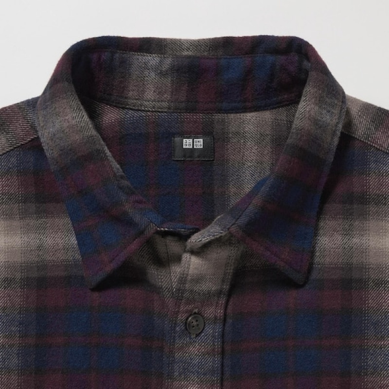 Uniqlo Flannel Checked Long-Sleeve Muške Košulje Bordo | 1235-UYDTX