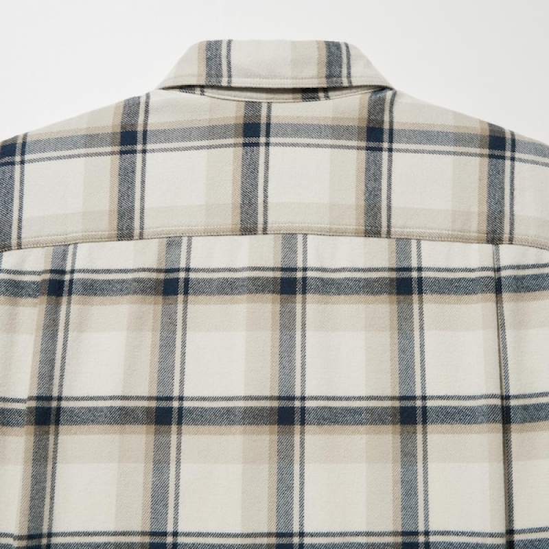 Uniqlo Flannel Checked Long-Sleeve Muške Košulje Bež | 6471-EPOYN