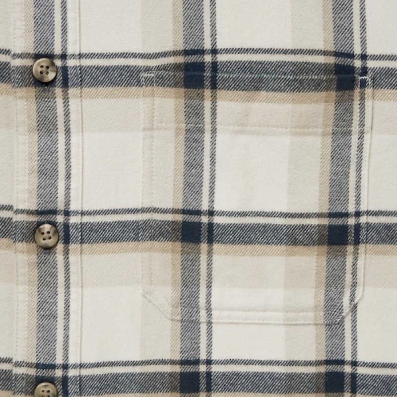 Uniqlo Flannel Checked Long-Sleeve Muške Košulje Bež | 6471-EPOYN