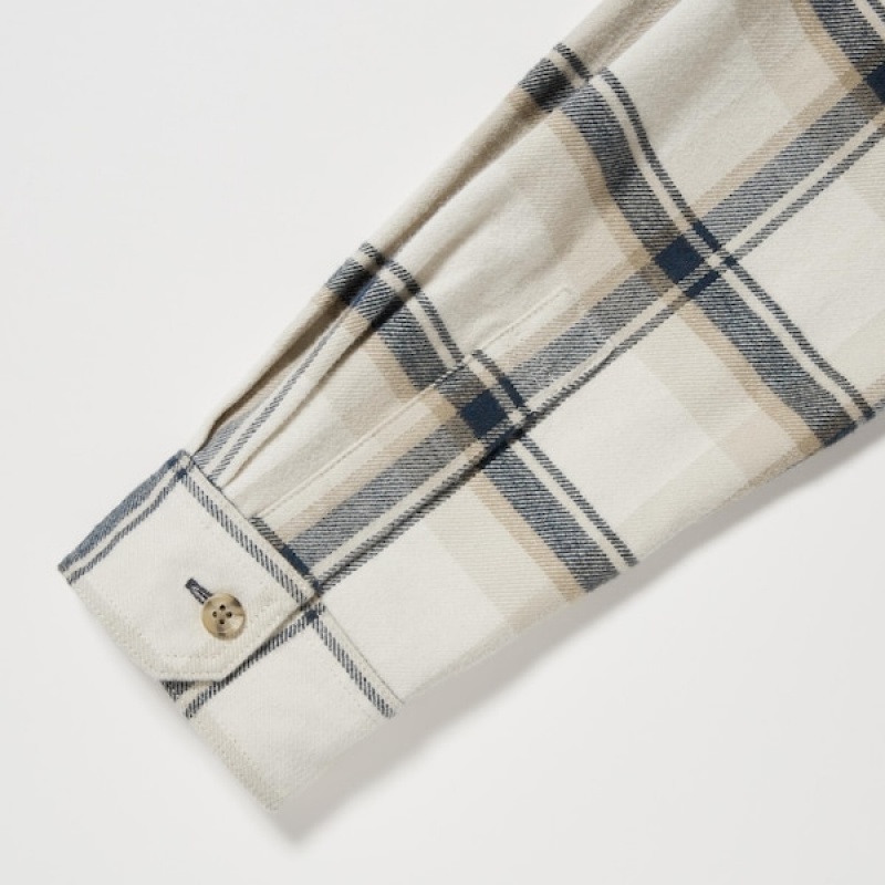 Uniqlo Flannel Checked Long-Sleeve Muške Košulje Bež | 6471-EPOYN