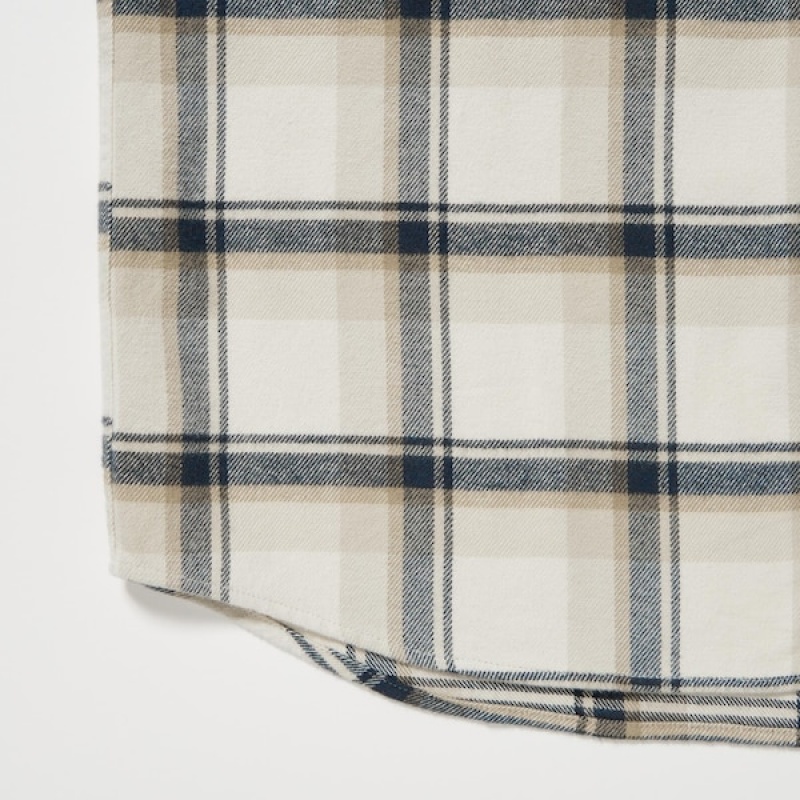 Uniqlo Flannel Checked Long-Sleeve Muške Košulje Bež | 6471-EPOYN