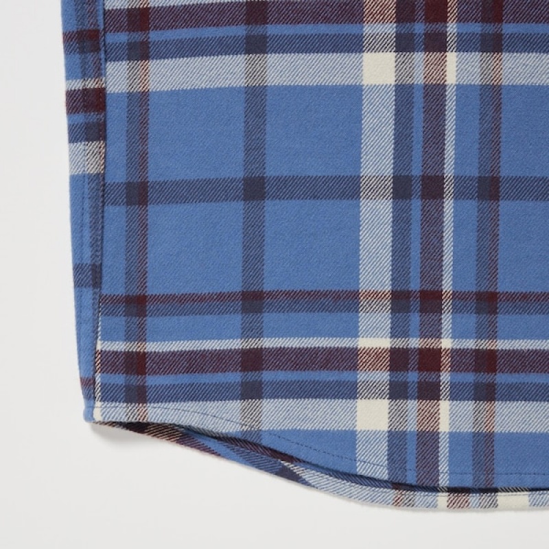 Uniqlo Flannel Checked Long-Sleeve Muške Košulje Plave | 3752-OBJUR