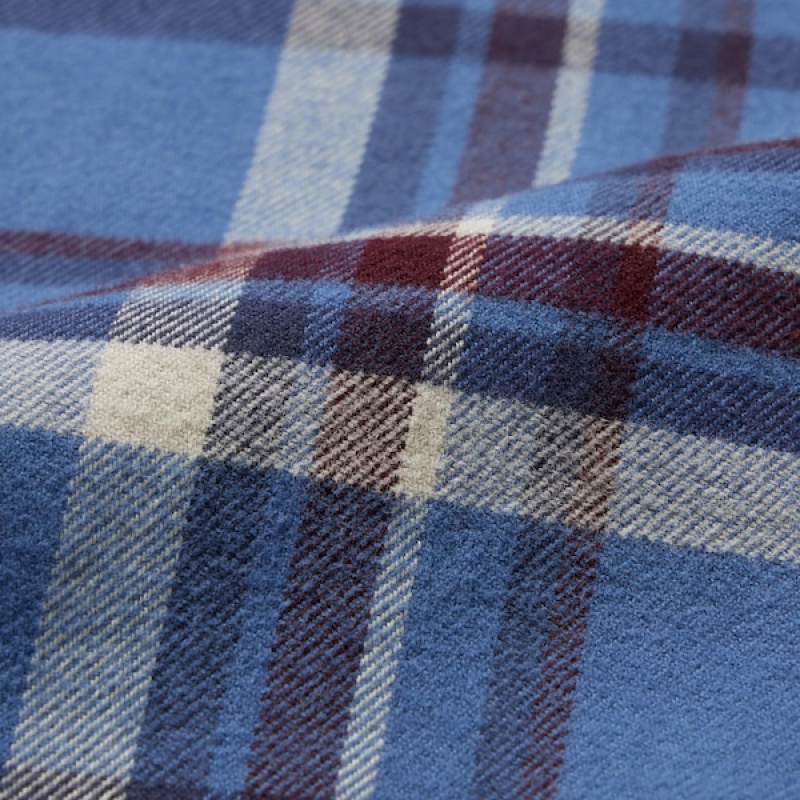 Uniqlo Flannel Checked Long-Sleeve Muške Košulje Plave | 3752-OBJUR