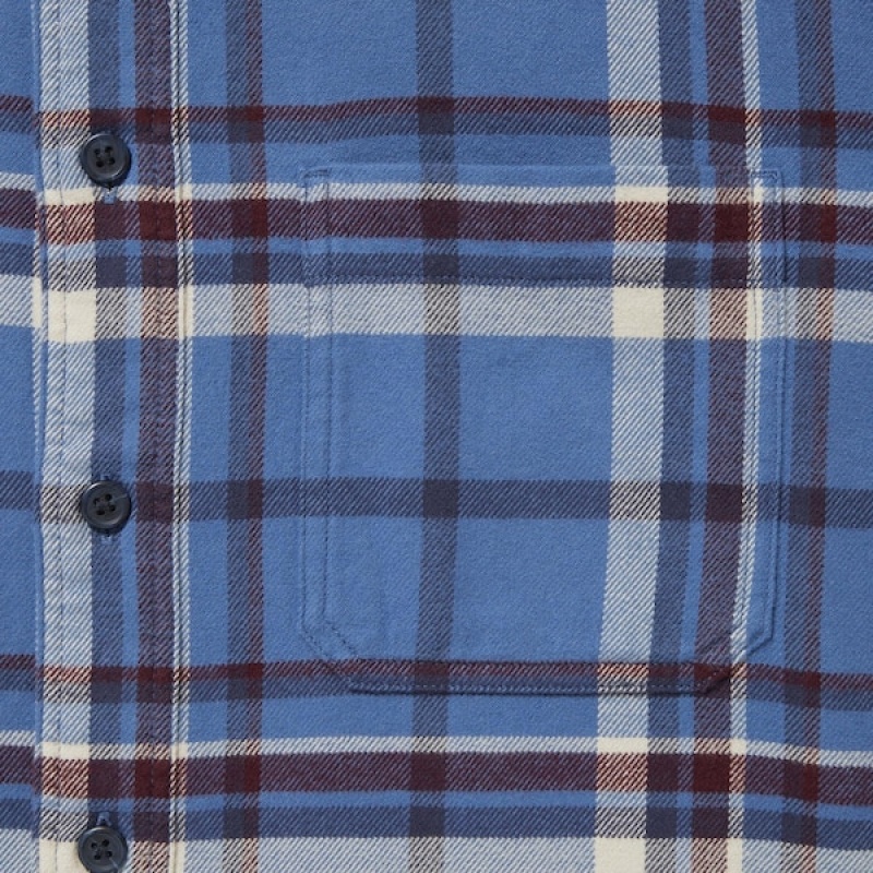 Uniqlo Flannel Checked Long-Sleeve Muške Košulje Plave | 3752-OBJUR