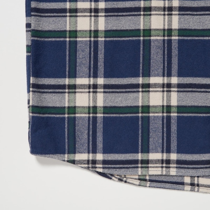 Uniqlo Flannel Checked Long-Sleeve Muške Košulje Plave | 3865-GMRQP