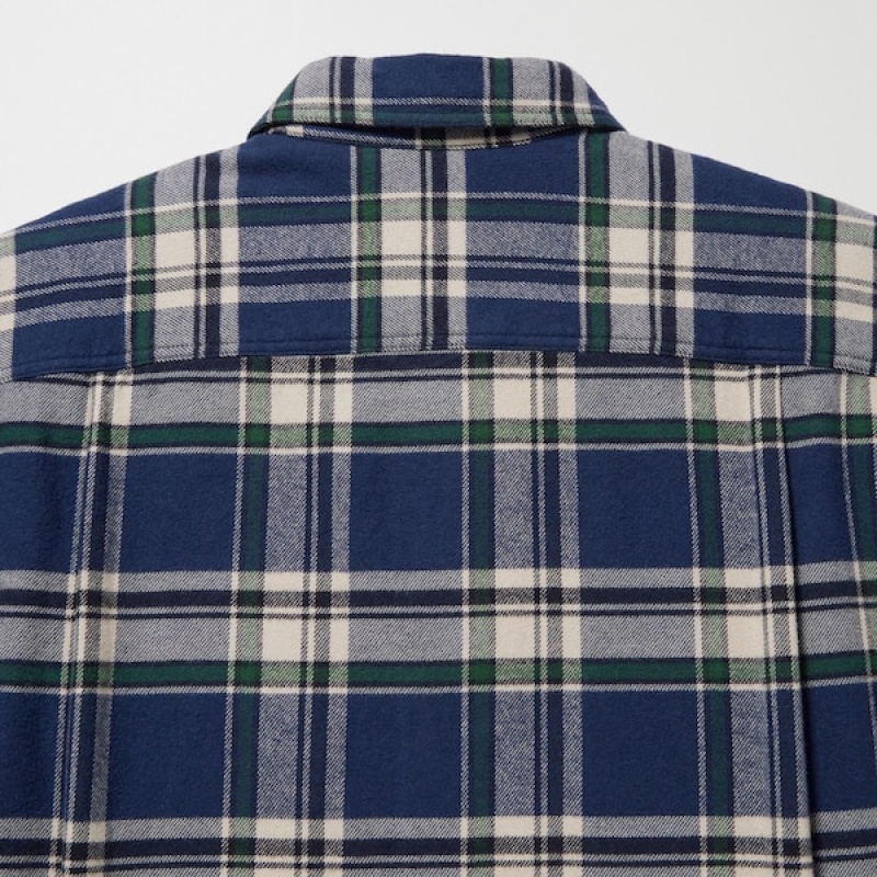 Uniqlo Flannel Checked Long-Sleeve Muške Košulje Plave | 3865-GMRQP