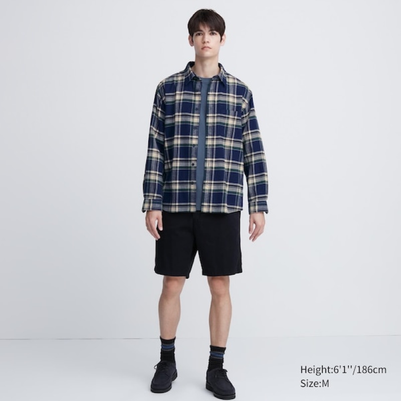 Uniqlo Flannel Checked Long-Sleeve Muške Košulje Plave | 3865-GMRQP