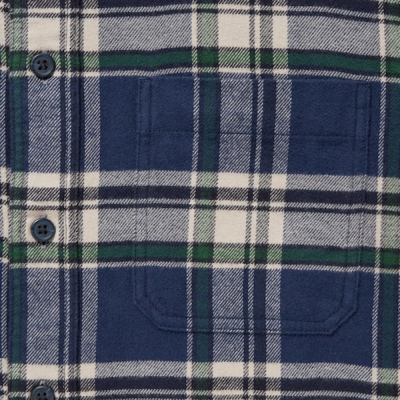 Uniqlo Flannel Checked Long-Sleeve Muške Košulje Plave | 3865-GMRQP