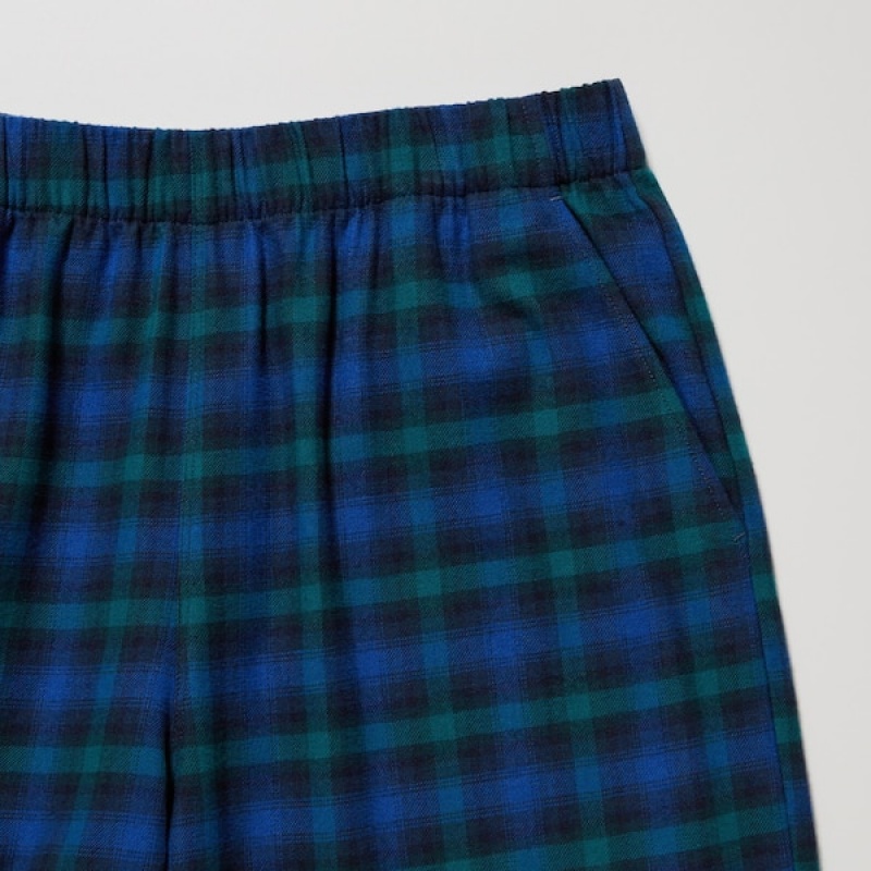 Uniqlo Flannel Checked Ženske Hlače Plave | 8460-NGPBL