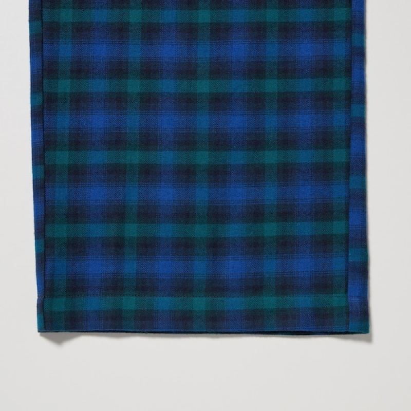 Uniqlo Flannel Checked Ženske Hlače Plave | 8460-NGPBL