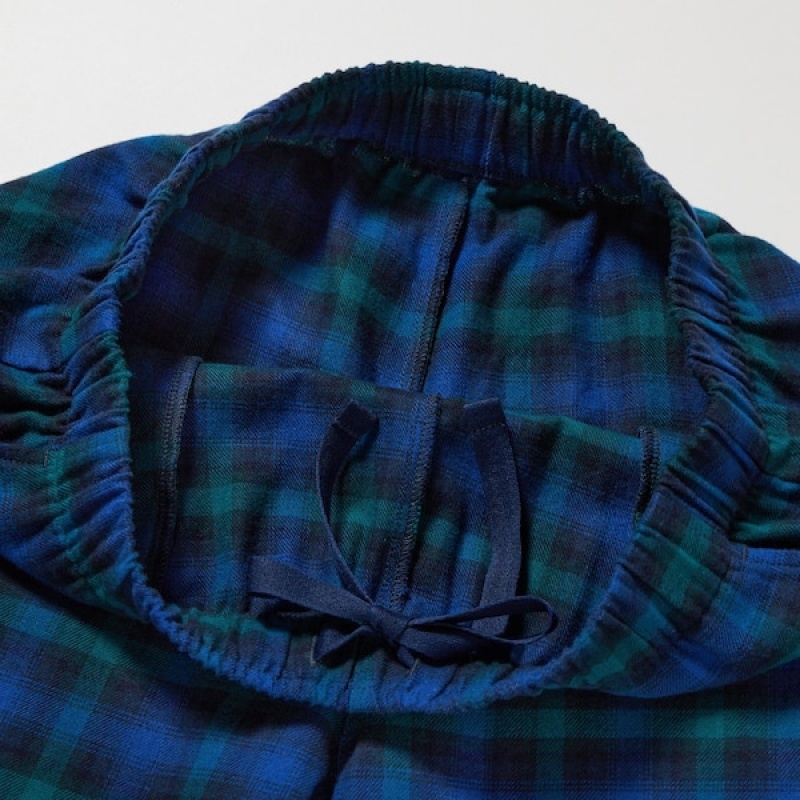 Uniqlo Flannel Checked Ženske Hlače Plave | 8460-NGPBL