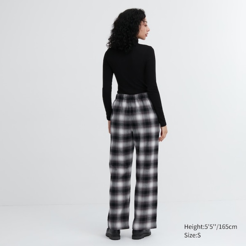 Uniqlo Flannel Checked Ženske Hlače Sive | 4673-WZBAV