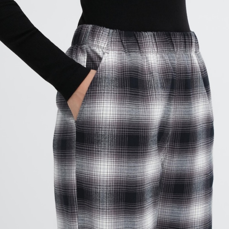 Uniqlo Flannel Checked Ženske Hlače Sive | 4673-WZBAV