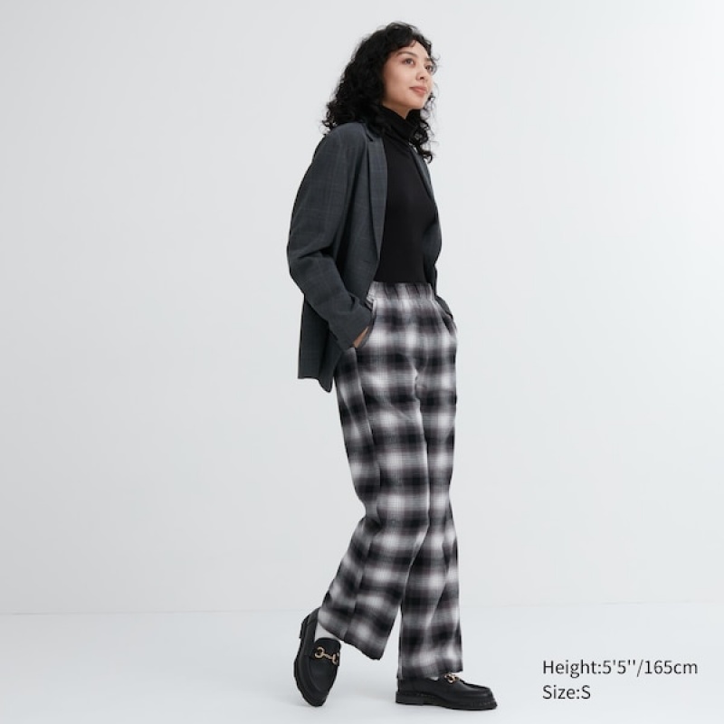 Uniqlo Flannel Checked Ženske Hlače Sive | 4673-WZBAV