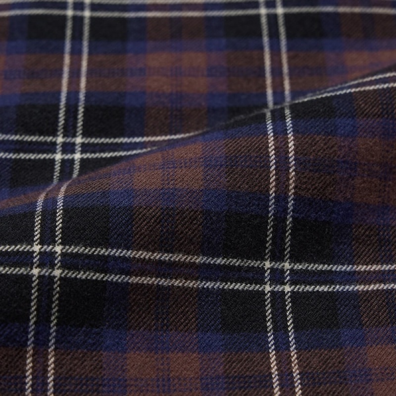Uniqlo Flannel Checked Ženske Hlače Tamno Smeđe | 6157-ADFPC
