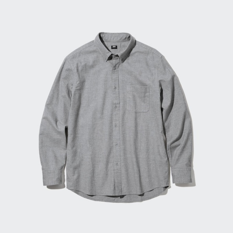 Uniqlo Flannel Long-Sleeve Muške Košulje Sive | 7810-TMESB