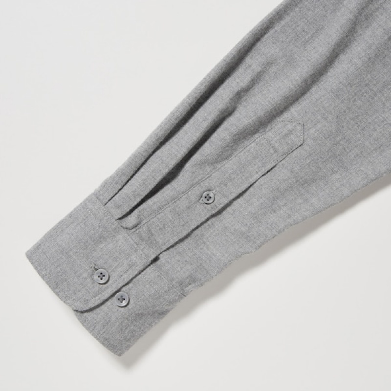 Uniqlo Flannel Long-Sleeve Muške Košulje Sive | 7810-TMESB