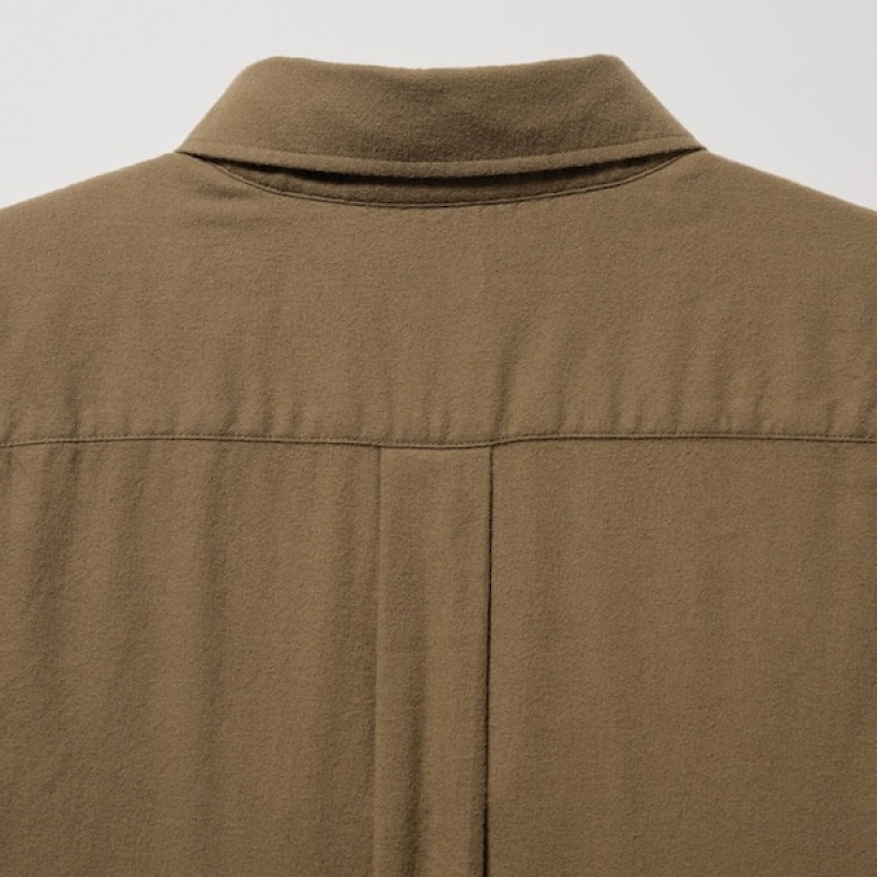 Uniqlo Flannel Long-Sleeve Muške Košulje Smeđe | 9045-CXOGB