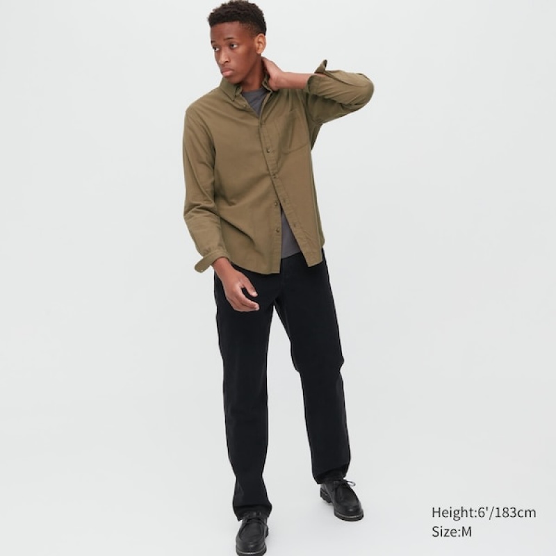 Uniqlo Flannel Long-Sleeve Muške Košulje Smeđe | 9045-CXOGB