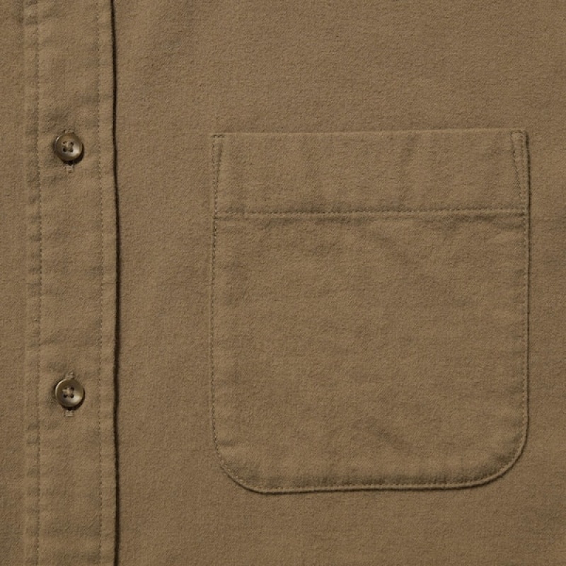 Uniqlo Flannel Long-Sleeve Muške Košulje Smeđe | 9045-CXOGB
