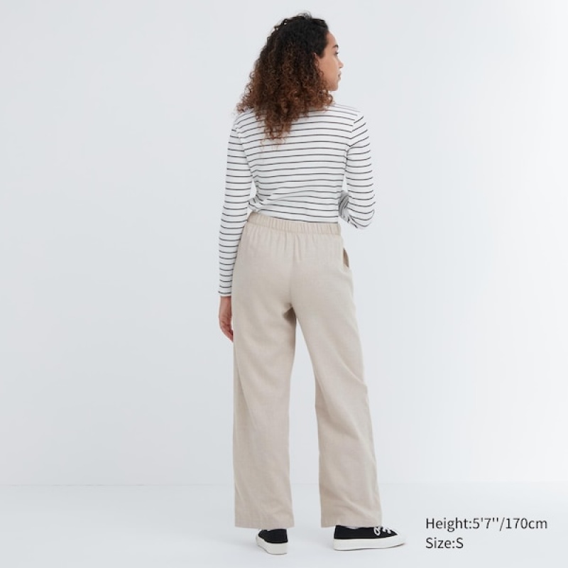 Uniqlo Flannel Ženske Hlače Bež | 2583-YGSME