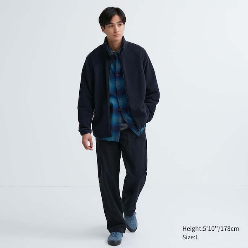 Uniqlo Fleece Long-Sleeve Full-Zip Muške jackets Tamnoplave | QUYDKR-304
