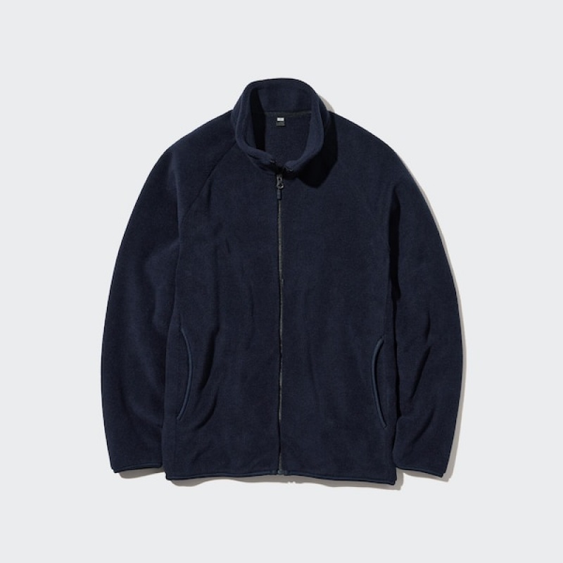 Uniqlo Fleece Long-Sleeve Full-Zip Muške jackets Tamnoplave | QUYDKR-304