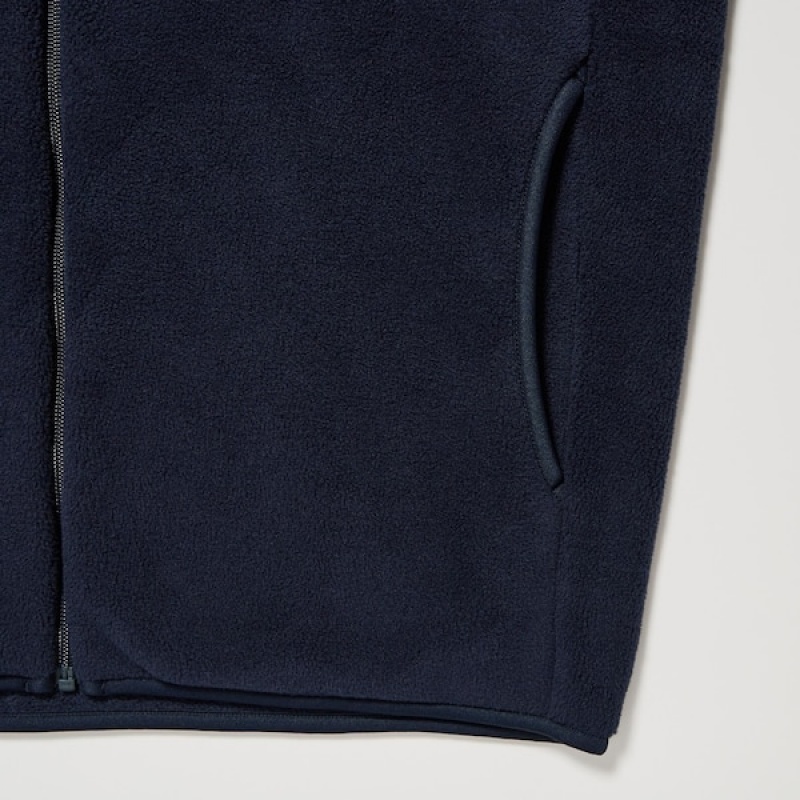 Uniqlo Fleece Long-Sleeve Full-Zip Muške jackets Tamnoplave | QUYDKR-304