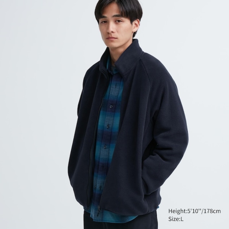 Uniqlo Fleece Long-Sleeve Full-Zip Muške jackets Tamnoplave | QUYDKR-304