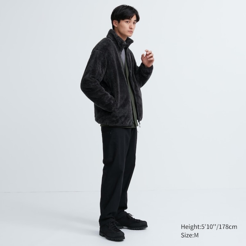 Uniqlo Fluffy Yarn Fleece Full-Zip Muške jackets Tamno Sive | MFOKTH-842