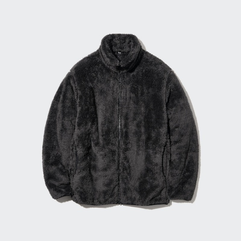 Uniqlo Fluffy Yarn Fleece Full-Zip Muške jackets Tamno Sive | MFOKTH-842