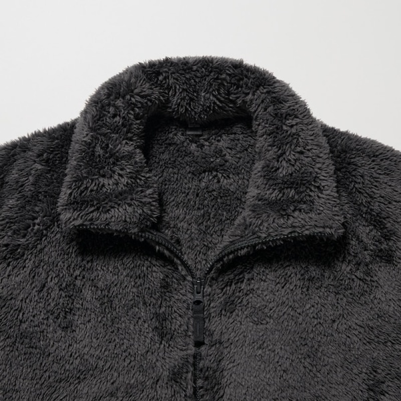 Uniqlo Fluffy Yarn Fleece Full-Zip Muške jackets Tamno Sive | MFOKTH-842