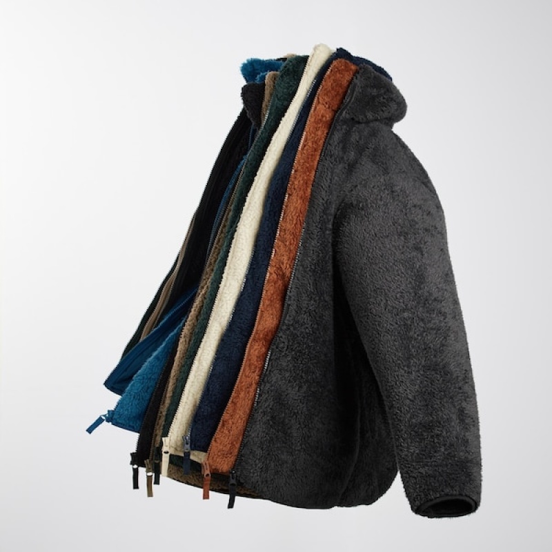 Uniqlo Fluffy Yarn Fleece Full-Zip Muške jackets Tamno Sive | MFOKTH-842