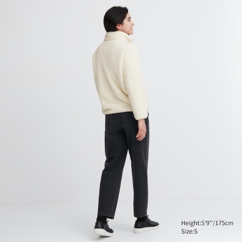 Uniqlo Fluffy Yarn Fleece Full-Zip Ženske jackets Bijele | 5140-VXPBM