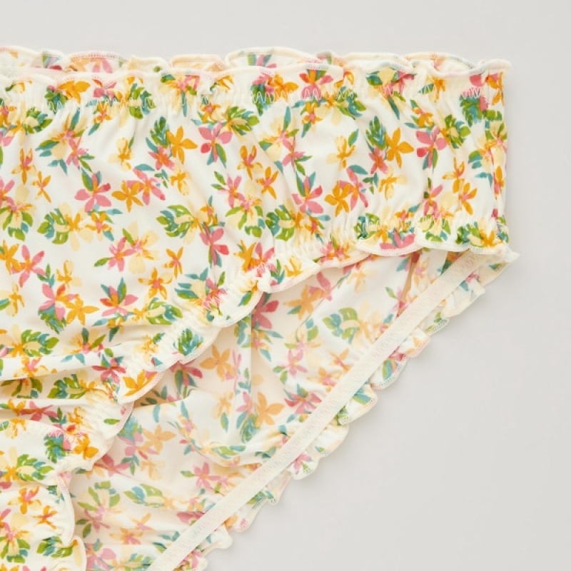 Uniqlo Frilled Mid-Rise Ženske Gaćice Krem | 1924-UJDMV