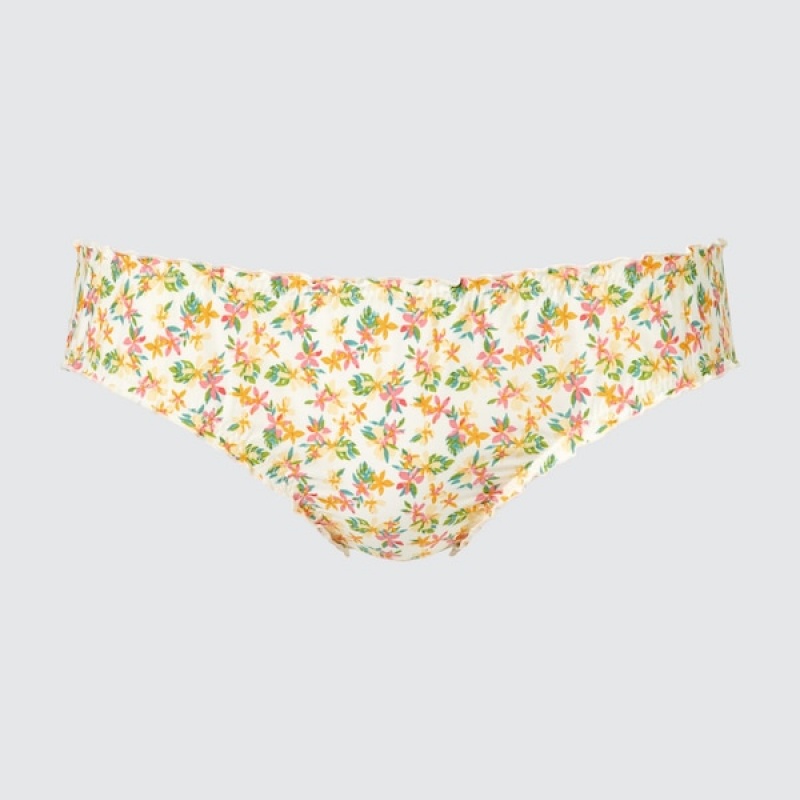 Uniqlo Frilled Mid-Rise Ženske Gaćice Krem | 1924-UJDMV