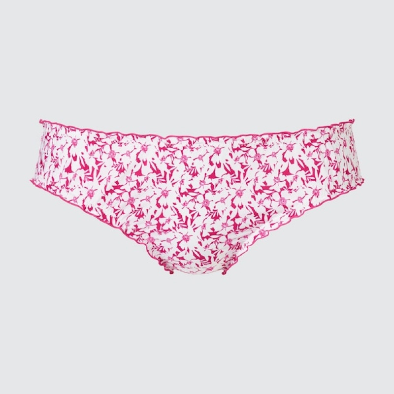 Uniqlo Frilled Mid-Rise Ženske Gaćice Roze | 9653-LUHCO
