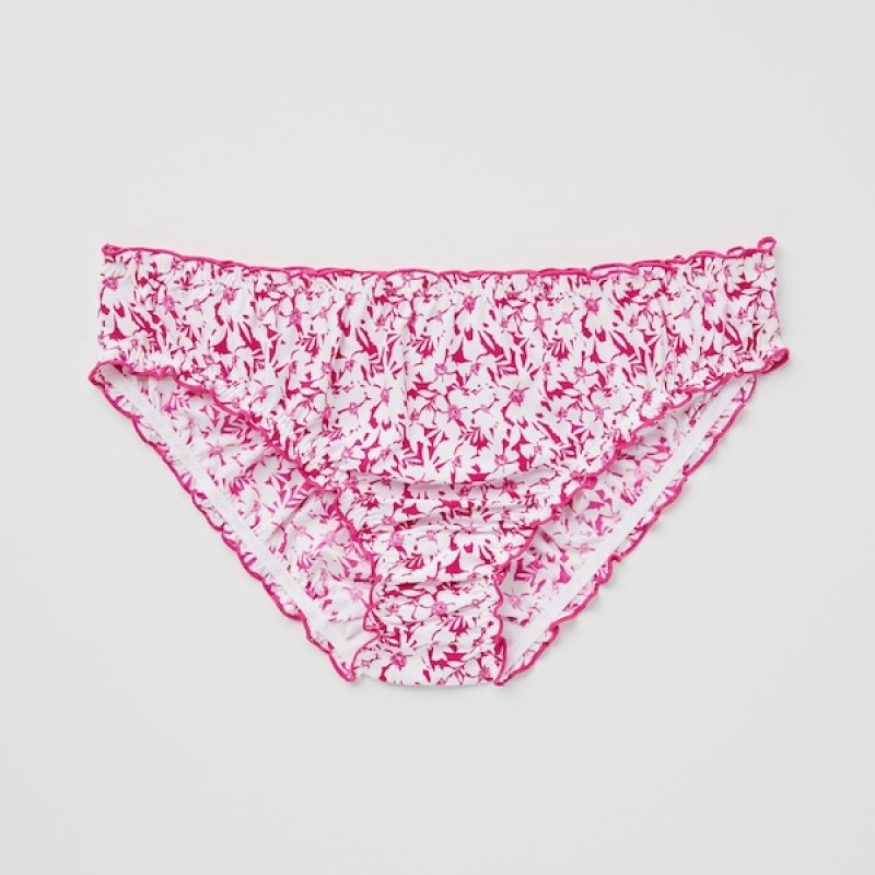 Uniqlo Frilled Mid-Rise Ženske Gaćice Roze | 9653-LUHCO
