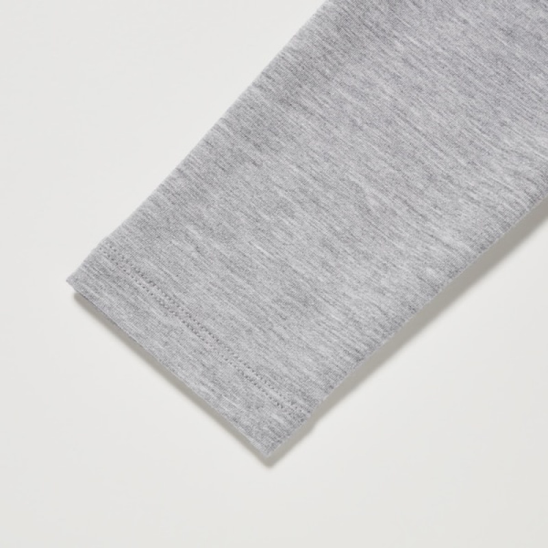 Uniqlo HEATTECH Cotton Crew Neck Long-Sleeve Ženske Majice Tamno Sive | 3724-ZMQNS
