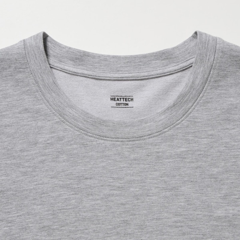 Uniqlo HEATTECH Cotton Crew Neck Muške Majice Sive | 5320-YSVWZ