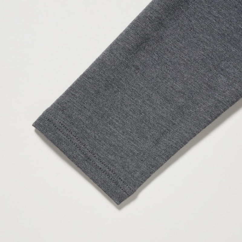 Uniqlo HEATTECH Cotton Scoop Neck Long-Sleeve Ženske Majice Tamno Sive | 0792-XGZRN