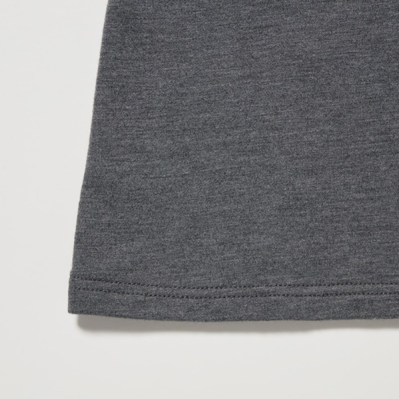 Uniqlo HEATTECH Cotton Scoop Neck Long-Sleeve Ženske Majice Tamno Sive | 0792-XGZRN