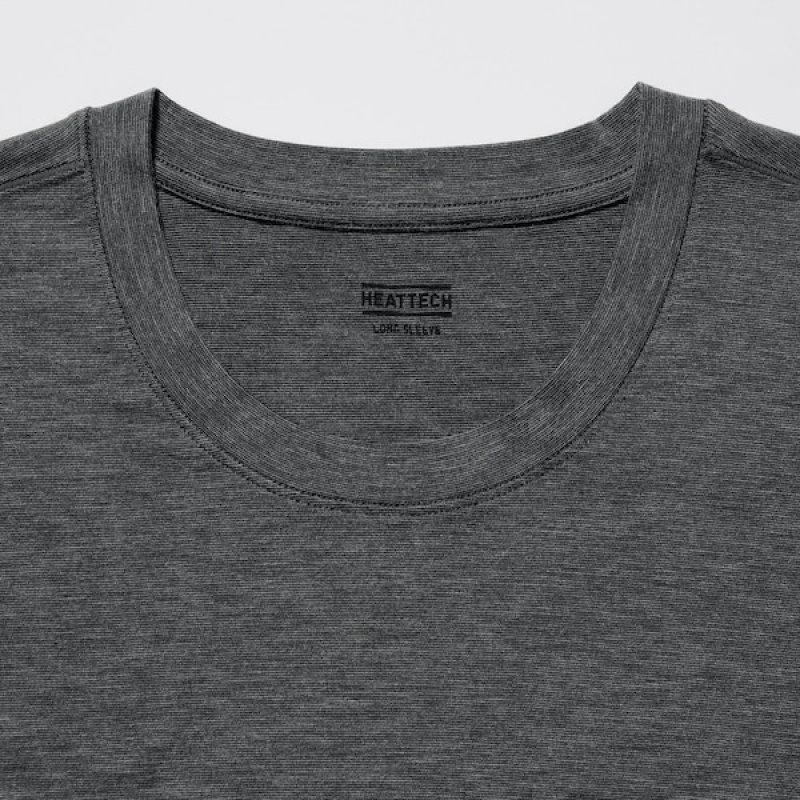 Uniqlo HEATTECH Crew Neck Long-Sleeve Muške Majice Sive | 1639-BSHZY