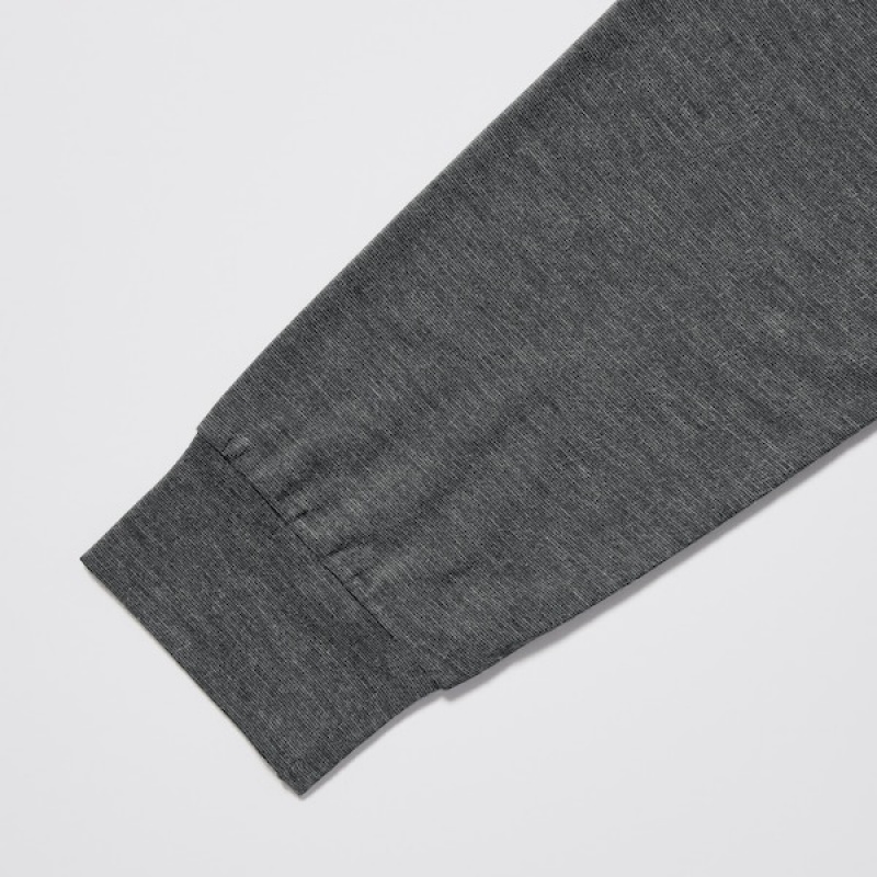Uniqlo HEATTECH Crew Neck Long-Sleeve Muške Majice Sive | 1639-BSHZY