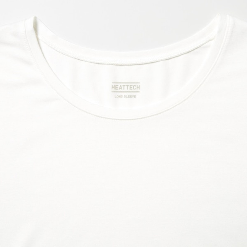 Uniqlo HEATTECH Crew Neck Long-Sleeve Ženske Majice Bijele | 3145-CALSV