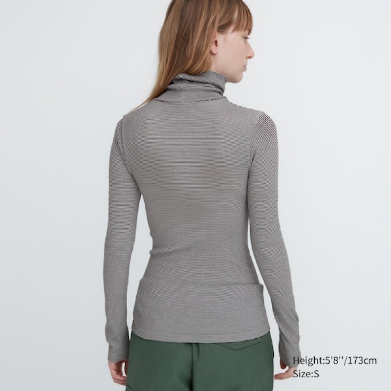 Uniqlo HEATTECH Extra Warm Seamless Turtleneck Ženske Majice Sive | 7869-RUGTE