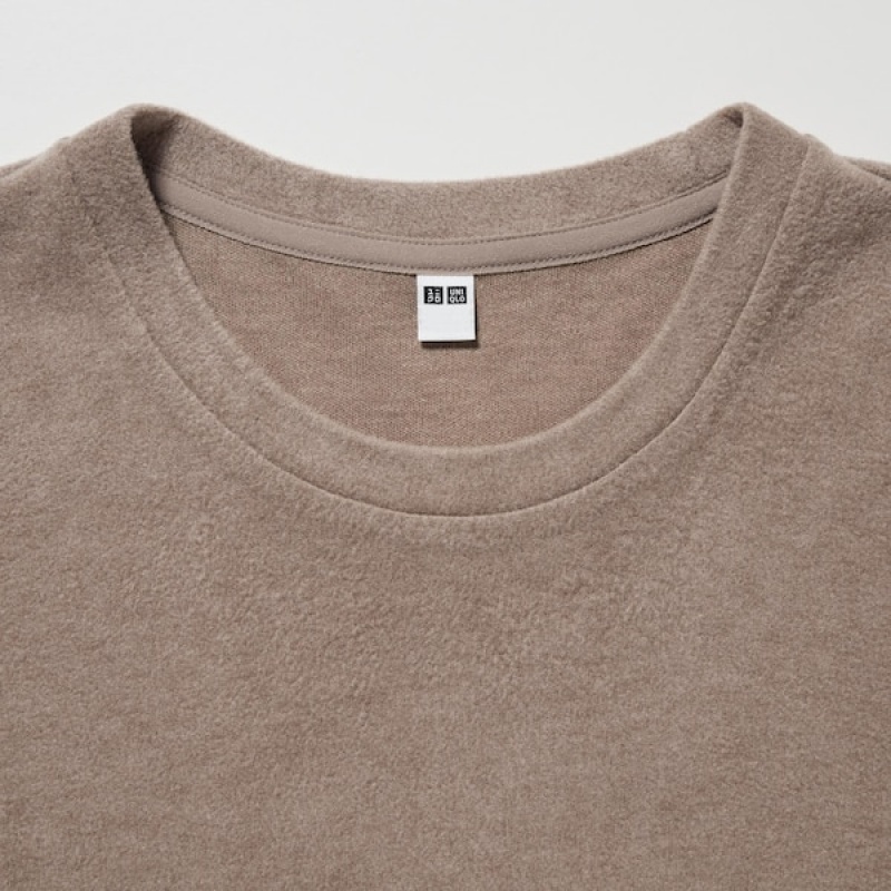 Uniqlo HEATTECH Fleece Crew Neck Long-Sleeve Ženske Majice Boje Marelice | 2850-GEHQI