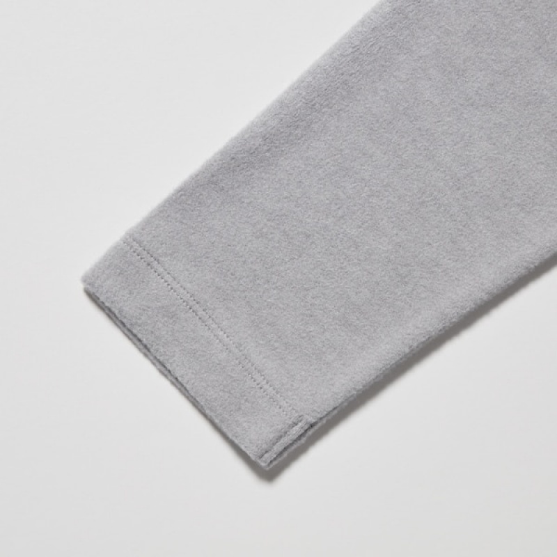 Uniqlo HEATTECH Fleece Crew Neck Long-Sleeve Ženske Majice Sive | 6075-LJHWI